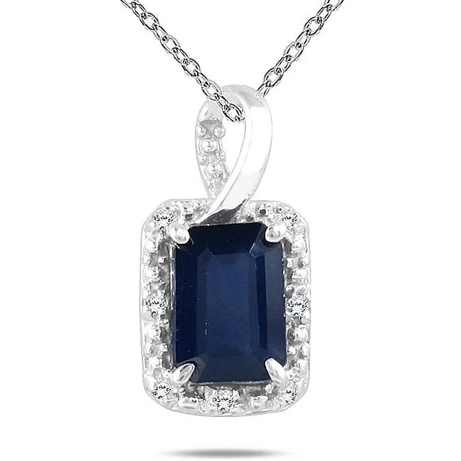 Vivid stone necklaces-Marquee 10k White Gold Sapphire and Diamond Accent Necklace