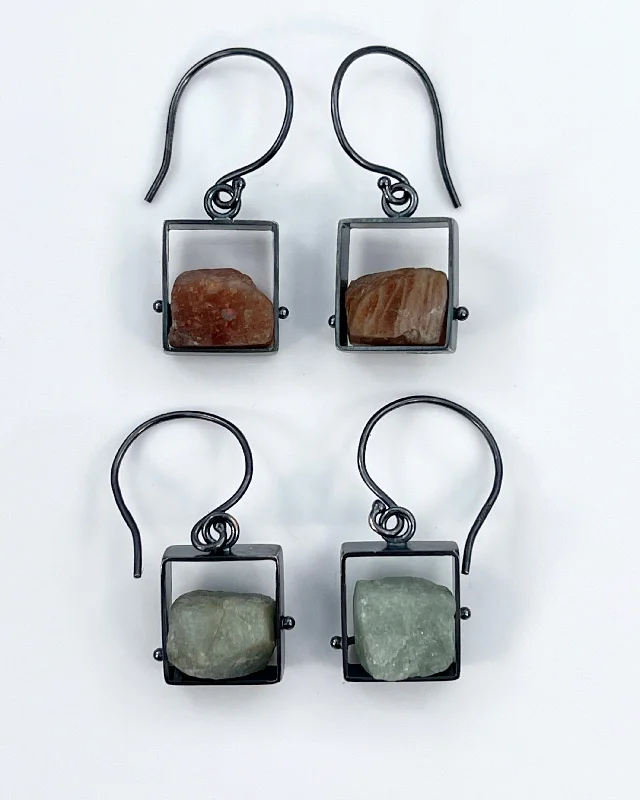 Half moon earrings-Ashka Dymel Open Rectangle Earrings