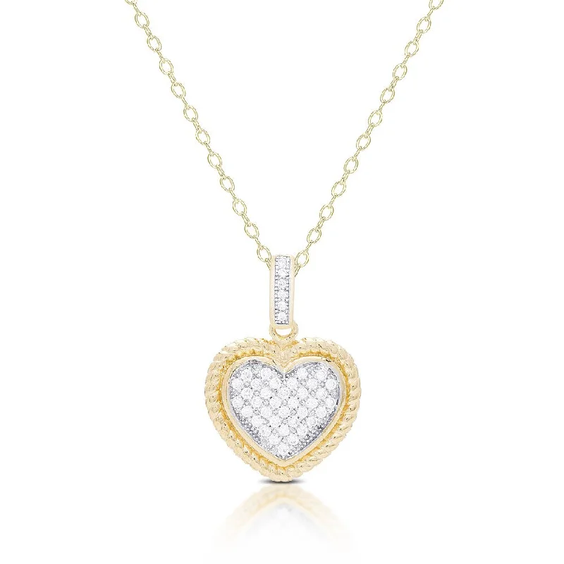 Layered link necklaces-Samantha Stone Gold Over Sterling Silver Cubic Zirconia Heart Necklace