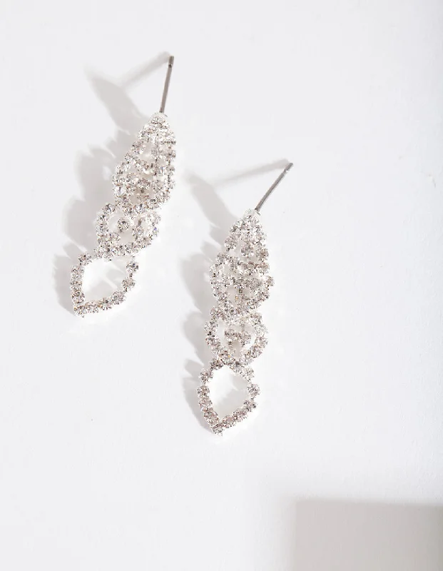 Petal hoop earrings-Mini Silver Gradual Loop Cup Chain Earrings