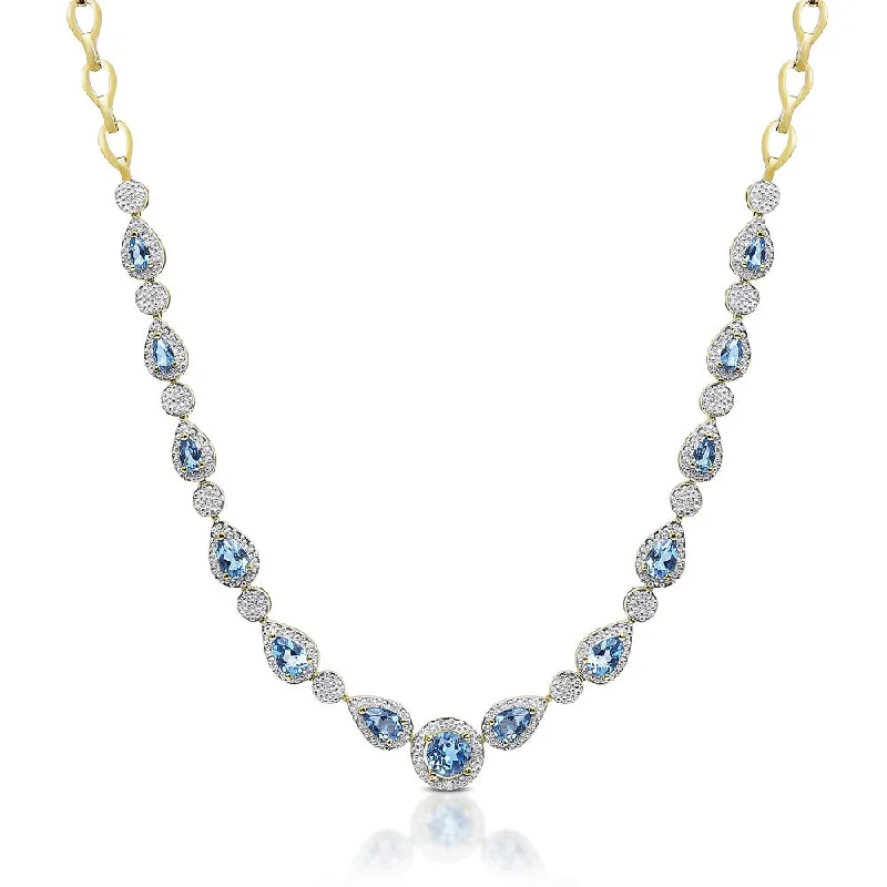 Victorian style necklaces-Dolce Giavonna Gold Over Sterling Silver London Blue Topaz Necklace