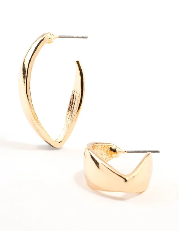 Layered tier earrings-Gold Flat Morph Hoop Earrings