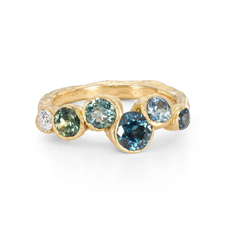 Open shank engagement rings-Teal Tidal Bay Ring