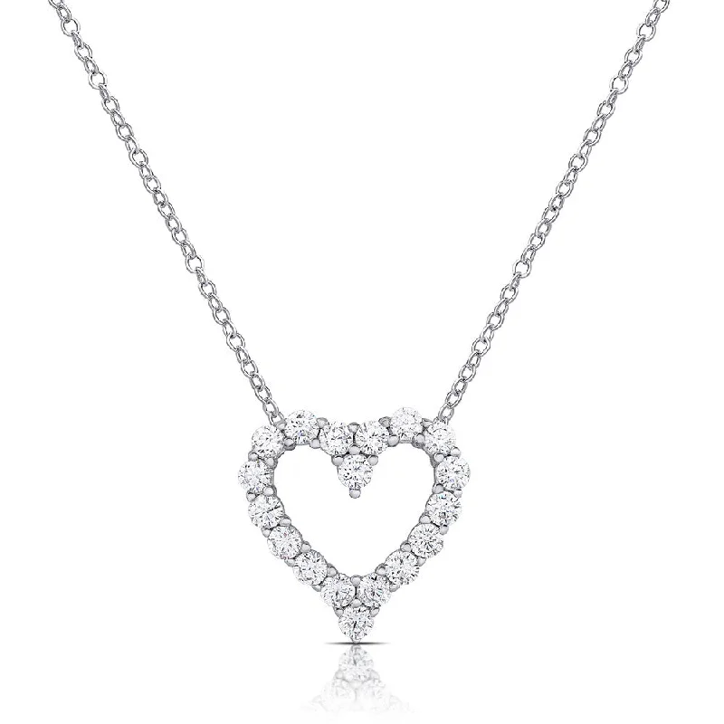 Raised disc necklaces-Dolce Giavonna Sterling Silver Cubic Zirconia Heart Necklace