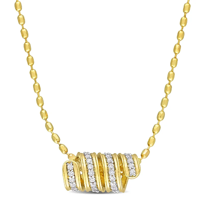 Retro deco necklaces-Miadora 1/2ct TGW Created White Sapphire Scroll Necklace Yellow Silver