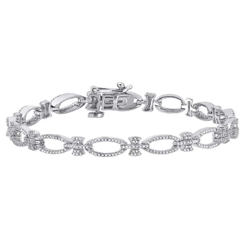 Ruby gem bangles-Auriya 10k White Gold 1ct TDW Open Link Diamond Bracelet (H-I, SI1-SI2)