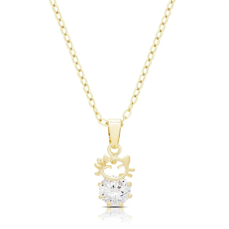 Tarnished silver necklaces-Dolce Giavonna Gold Or Silvertone Cubic Zirconia Cat Necklace