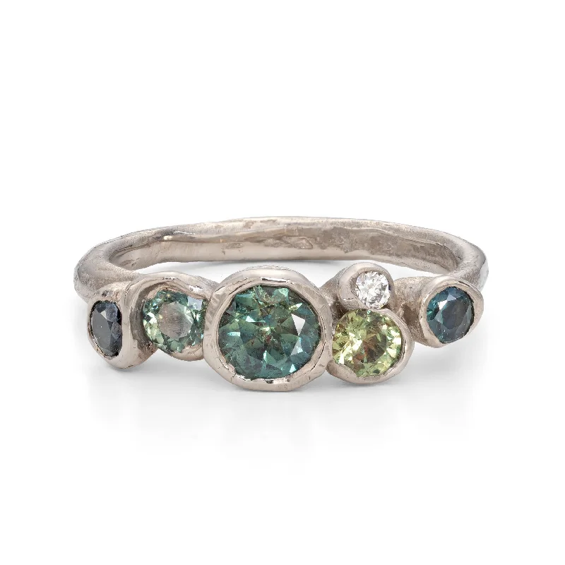 Wide geometric engagement rings-Ocean Green Nori Ring