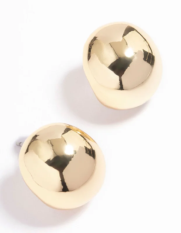 Astro charm earrings-Gold Plated Mini Ball Stud Earrings