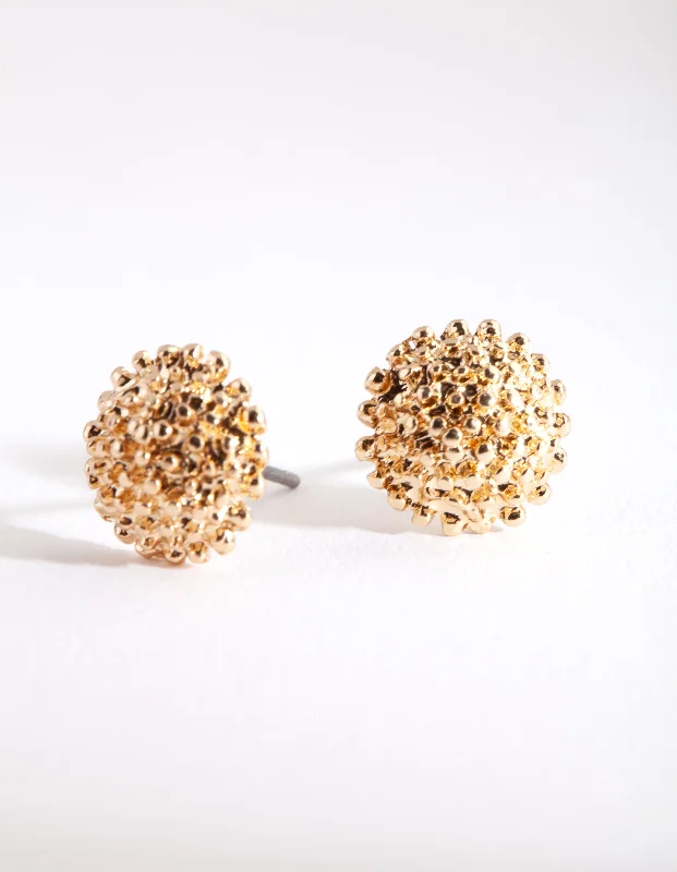 Subtle dangle earrings-Gold Crater Stud Earrings