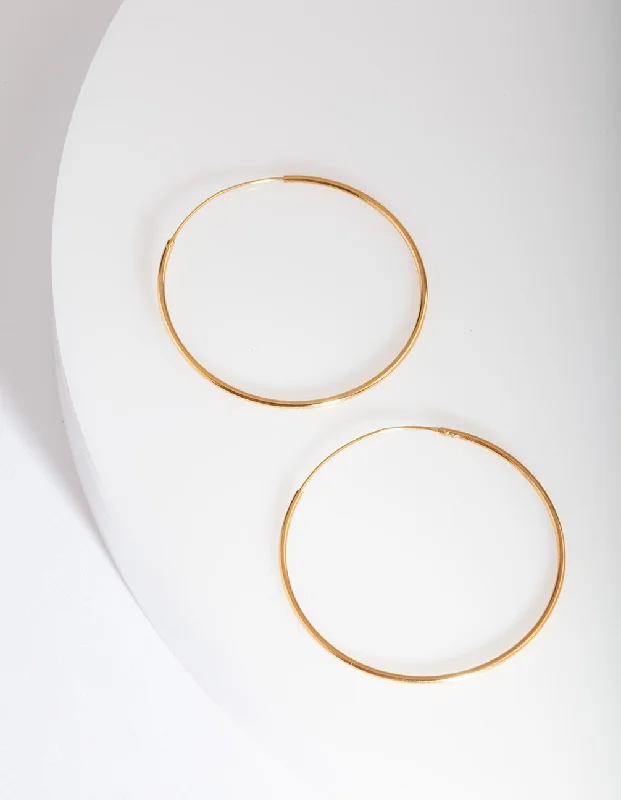 Fine triangle earrings-Gold Plated Sterling Silver 40mm Hoop Earrings