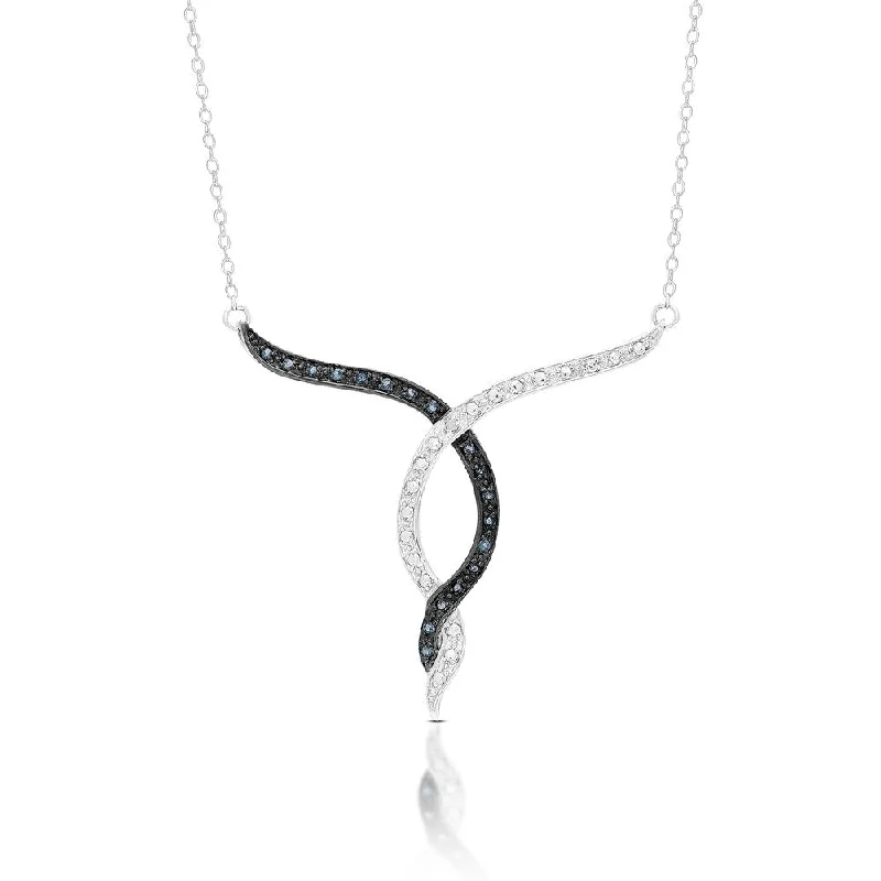 Smooth pendant necklaces-Dolce Giavonna Sterling Silver London Blue Topaz and Diamond Accent Infinity Design Necklace