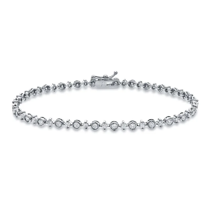 Stretch cord bangles-Auriya 14k White Gold 2ct TDW Round Diamond Link Tennis Bracelet