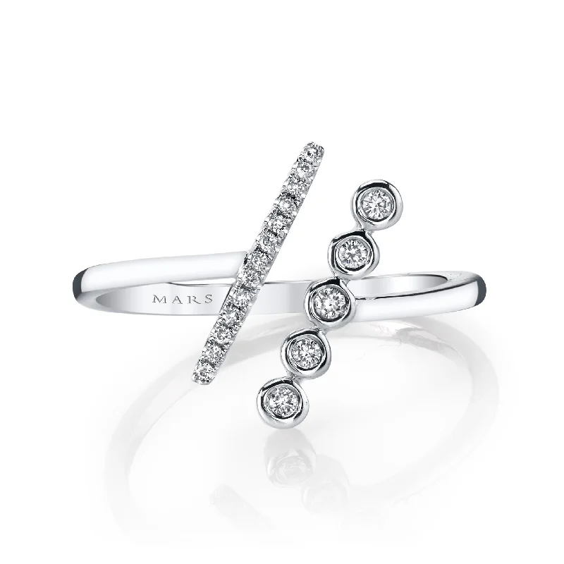 Layered shank engagement rings-14K White Gold 0.08ct. Diamond Asymmetric Fashion Ring