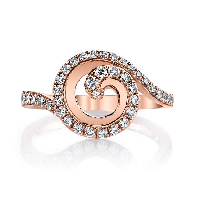 Woven cord engagement rings-14K Rose Gold 0.52ct. Swirling Diamond Fashion Ring