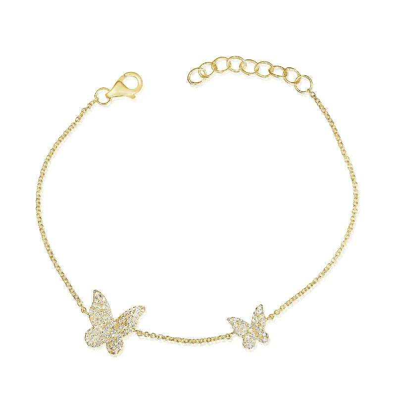 Wide cuff bangles-Joelle Butterfly Diamond Bracelet - 14K Gold 1/3 CTW Adjustable Length