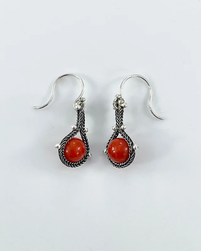 Ruby stone earrings-Ten Thousand Things Wrapped Coral Foxtail Earrings