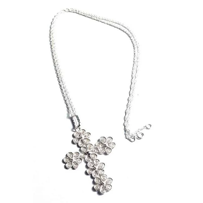 Stamped monogram necklaces-Handmade Filigree Flowers Cross Necklace (Peru) - 7'6" x 9'6"