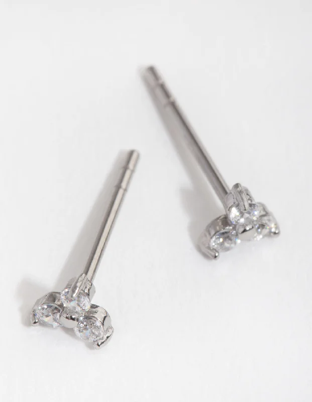 Subtle dangle earrings-Surgical Steel Cubic Zirconia Cluster Stud Earrings