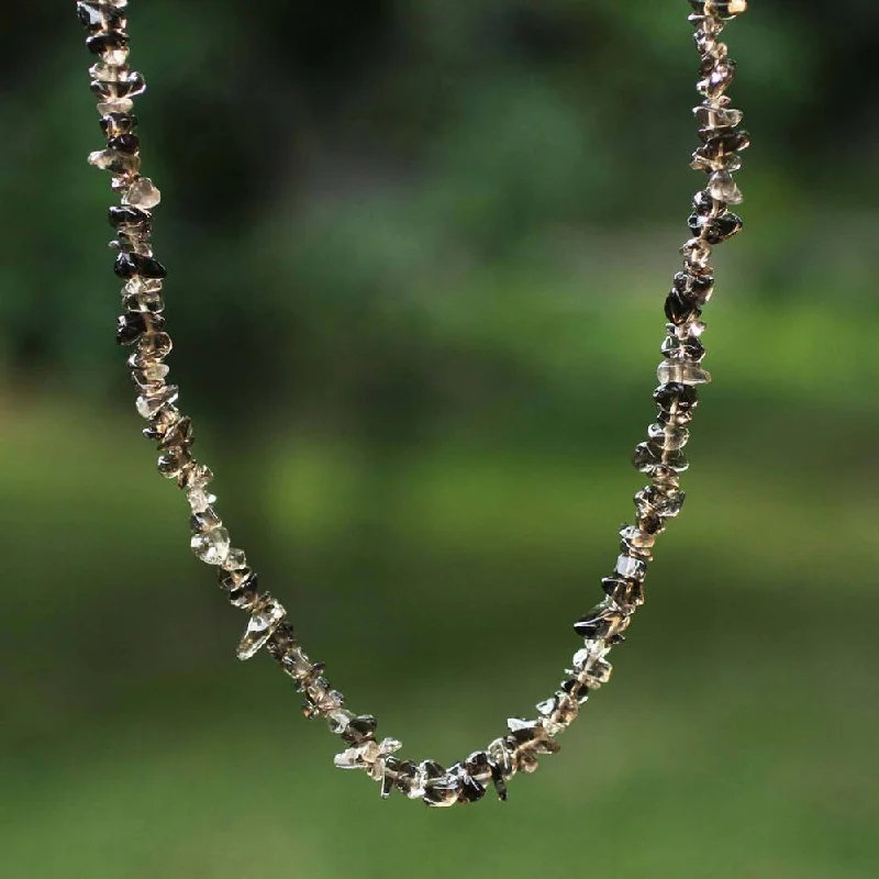 Alloy metal necklaces-Handmade 'Brazilian Mystique' Smoky Quartz Necklace (Brazil)