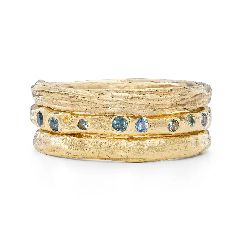 Chunky stone engagement rings-Tidal Ring Stack