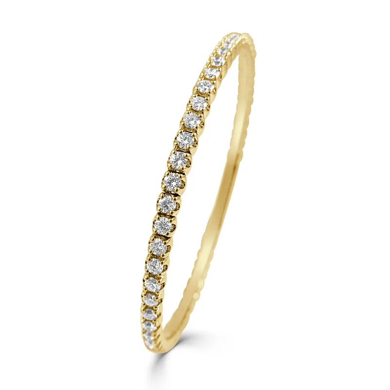 Dove motif bangles-Joelle Diamond Stackable Bangle 2.71ct. Flexible Bracelet 14K Gold - Diamond Stackable Bracelet