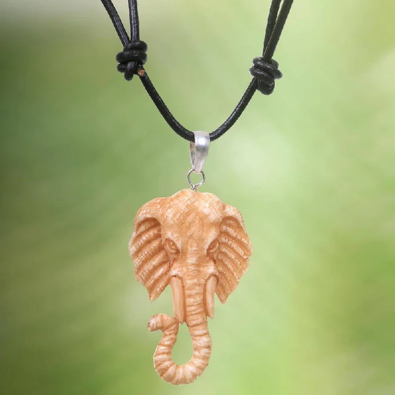 Lapis drop necklaces-Handmade Leather 'Spirit of The Elephant' Necklace (Indonesia)