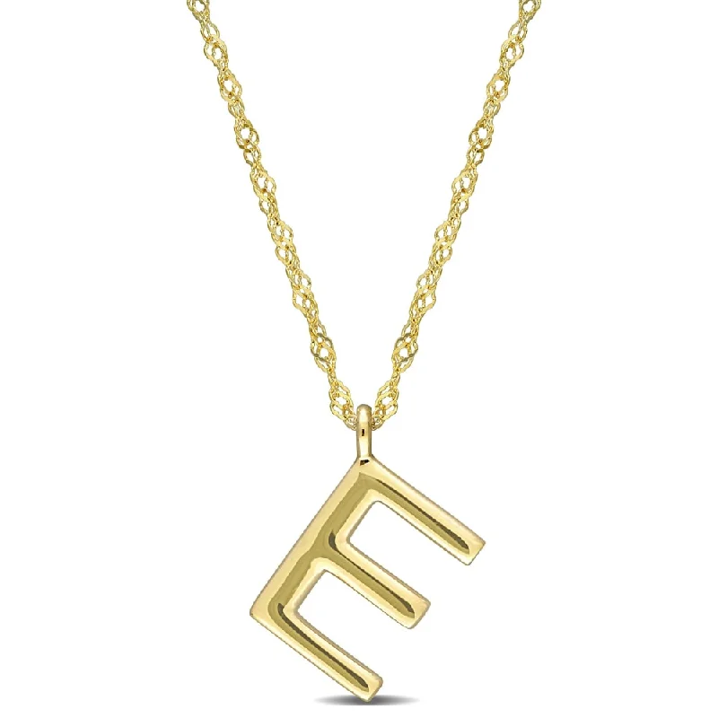 Cotton braid necklaces-Miadora 14k Yellow Gold E Initial Necklace