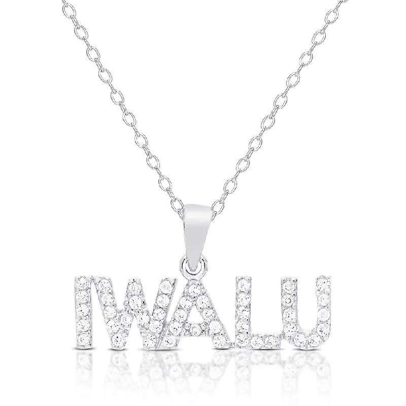 Polished name necklaces-Dolce Giavonna Sterling Silver Cubic Zirconia "IWALU" Necklace