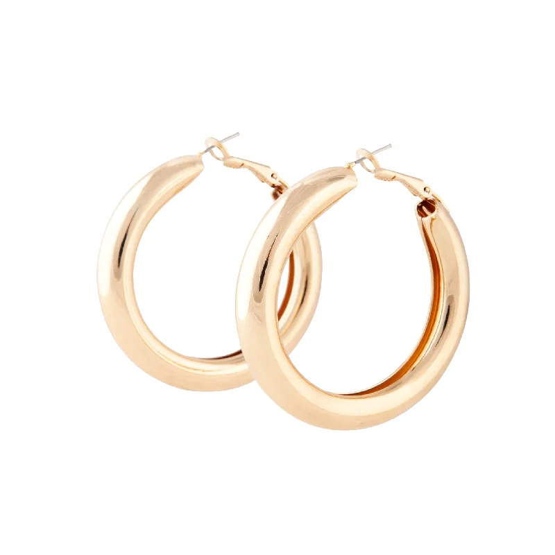 Topaz stud earrings-Gold Chunky Hoop Earrings