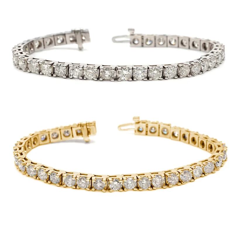 Pure link bangles-Auriya 8 carat TW Round Diamond Tennis Bracelet 14k Gold (J-K, I2) - 7-inch