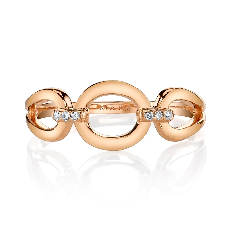 Victorian style engagement rings-14K Rose Gold 0.03ct. Diamond Open Bubble Link Fashion Ring