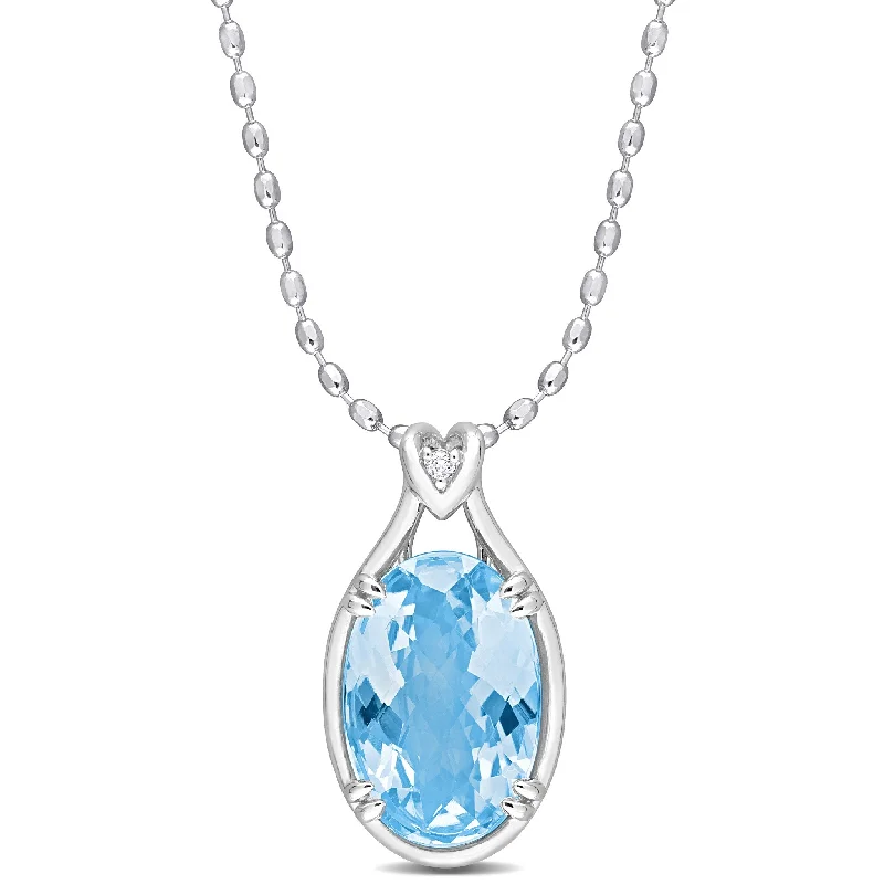 Spring clasp necklaces-Miadora 13 1/2ct TGW Sky Blue Topaz White Topaz Necklace Sterling Silver