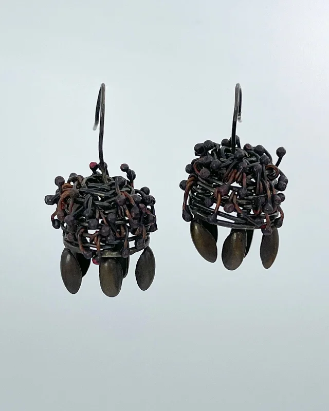 Tiny wing earrings-Biba Schutz Woven Drop Earrings