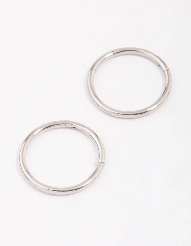 Leaf design earrings-Surgical Steel Sleeper Hoop Earrings 12mm