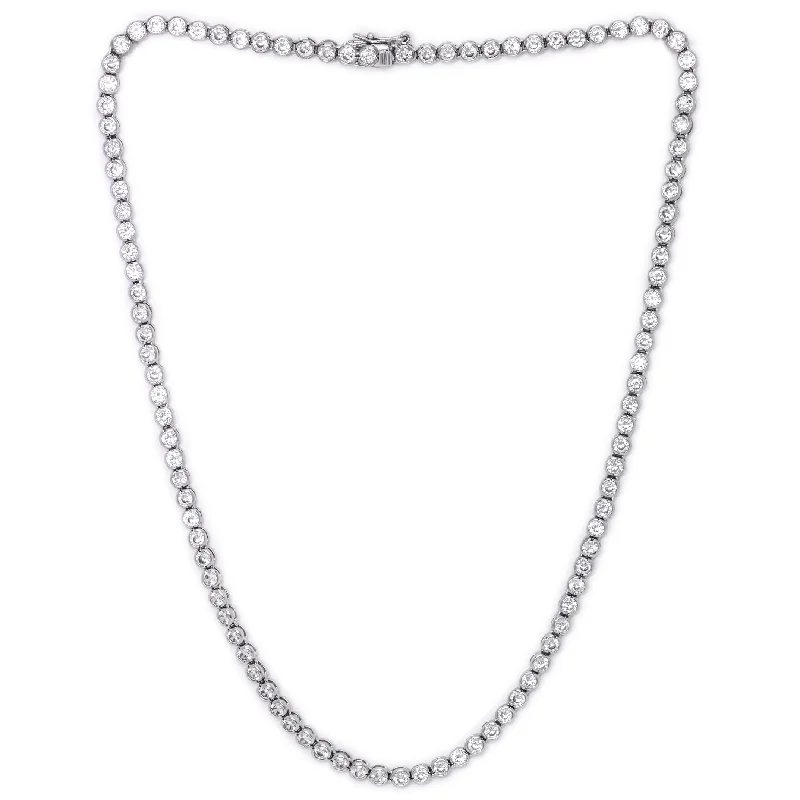 Stretch cord necklaces-Victoria Townsend Silver Plated Cubic Zirconia Bezel Link Necklace