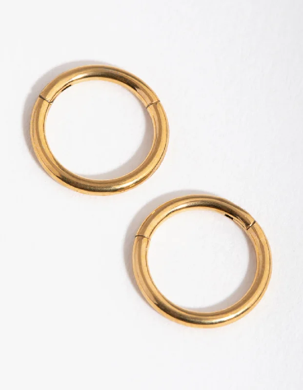 Pure stud earrings-24 Carat Gold Plated Surgical Steel Fine 8mm Sleeper Earrings