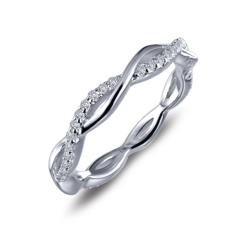 Handcrafted engagement rings-Lafonn Simulated Diamond 0.52 Eternity Twist Stackable Ring R0211CLP