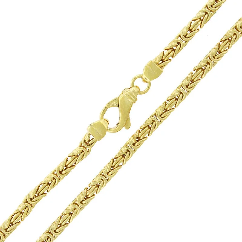 Spiral knot necklaces-Sterling Silver 4mm Hollow Byzantine Box Link 925 Yellow Gold Plated Necklace Chain 22" - 30"