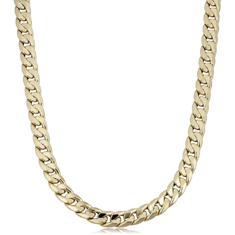 Half moon necklaces-Fremada Italian Men's 14k Yellow Gold 9.4 millimeters Cuban Curb Link Necklace (22 inches)