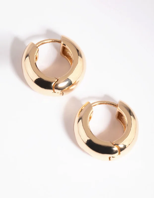 Topaz stud earrings-Gold Chunky Huggie Hoop Earrings