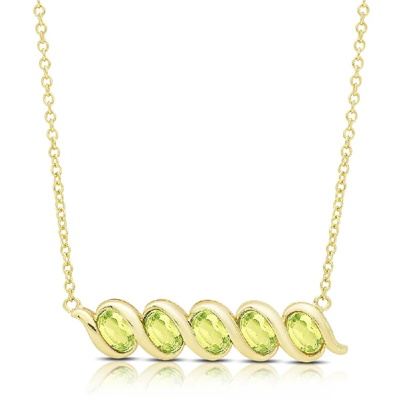 Leaf motif necklaces-Dolce Giavonna Gold Over Sterling Silver Oval Gemstone Five Stone Necklace