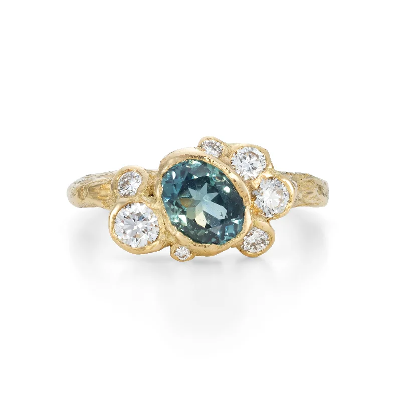 Faith charm engagement rings-Sapphire Sea Ring