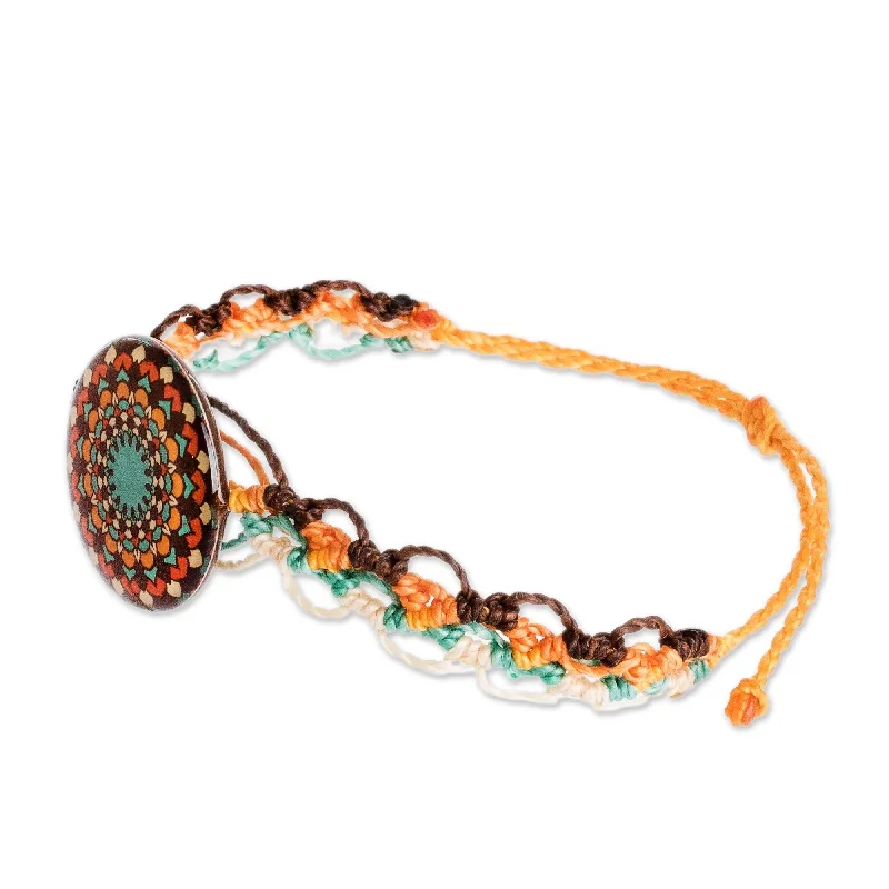 Topaz stone bangles-Novica Handmade Harmonious Mandala Macrame Wristband Bracelet