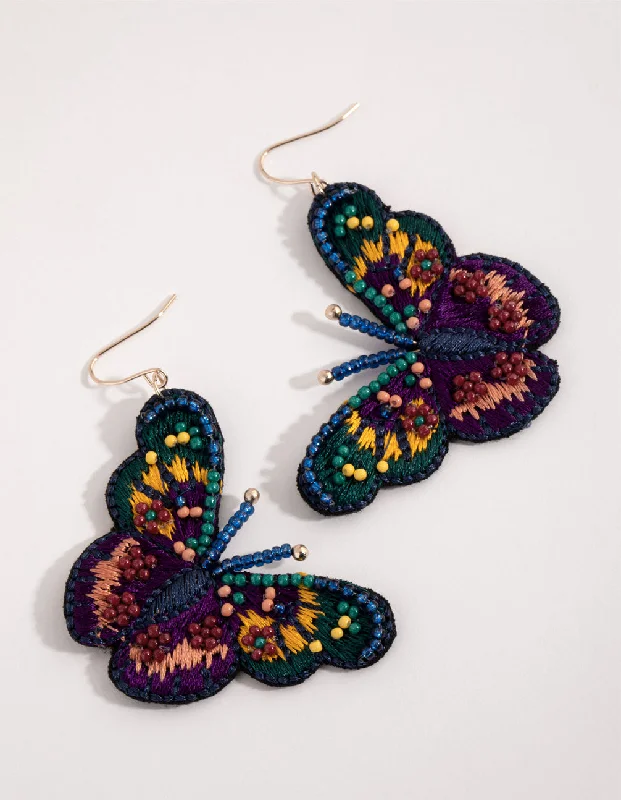 Surf motif earrings-Mixed Statement Butterfly Earrings