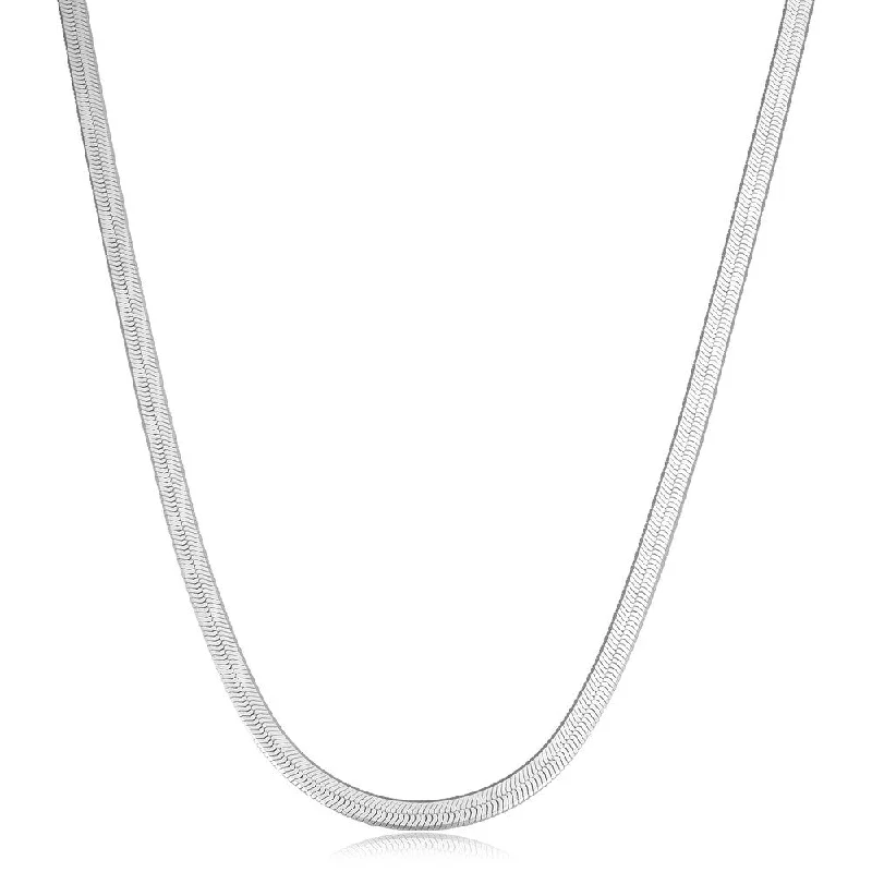 Heavy collar necklaces-Fremada Sterling Silver 3.6 millimeters Herringbone Necklace