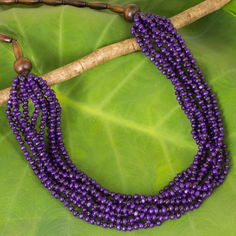 Layered link necklaces-Handmade Littleleaf Boxwood 'Purple Urchin' Necklace (Thailand)