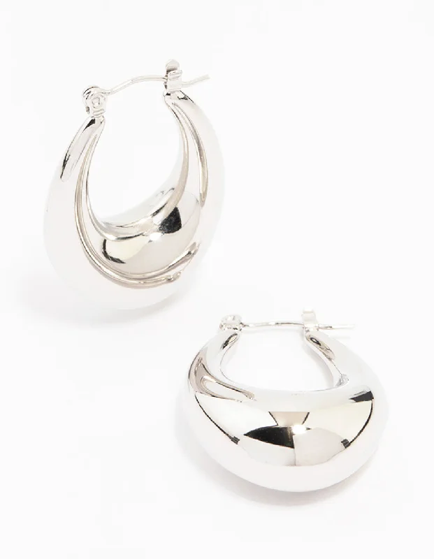 Thin pearl earrings-Waterproof Stainless Steel Full Loop Drop Hoop Earrings