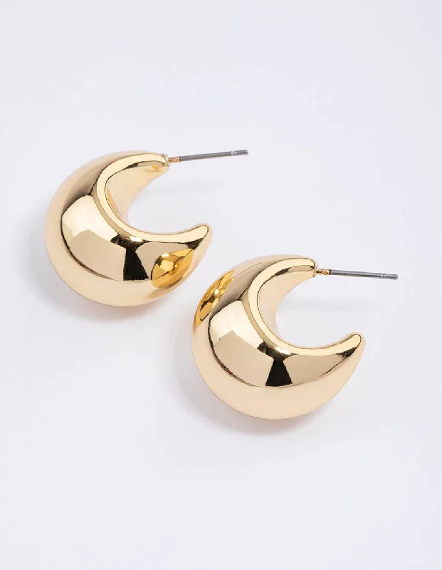 Silk cord earrings-Gold Plated Chunky Bubble Hoop Earrings