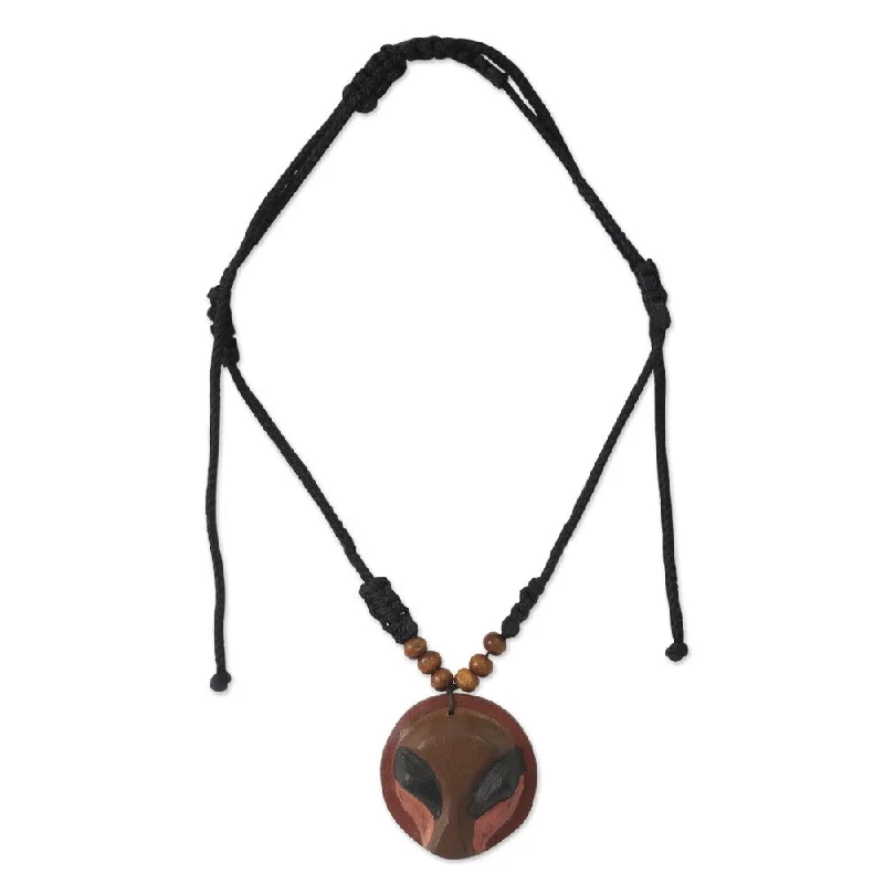 Lapis drop necklaces-Handmade Ofram Wood Men's 'Kalangu' Pendant Necklace (Ghana)